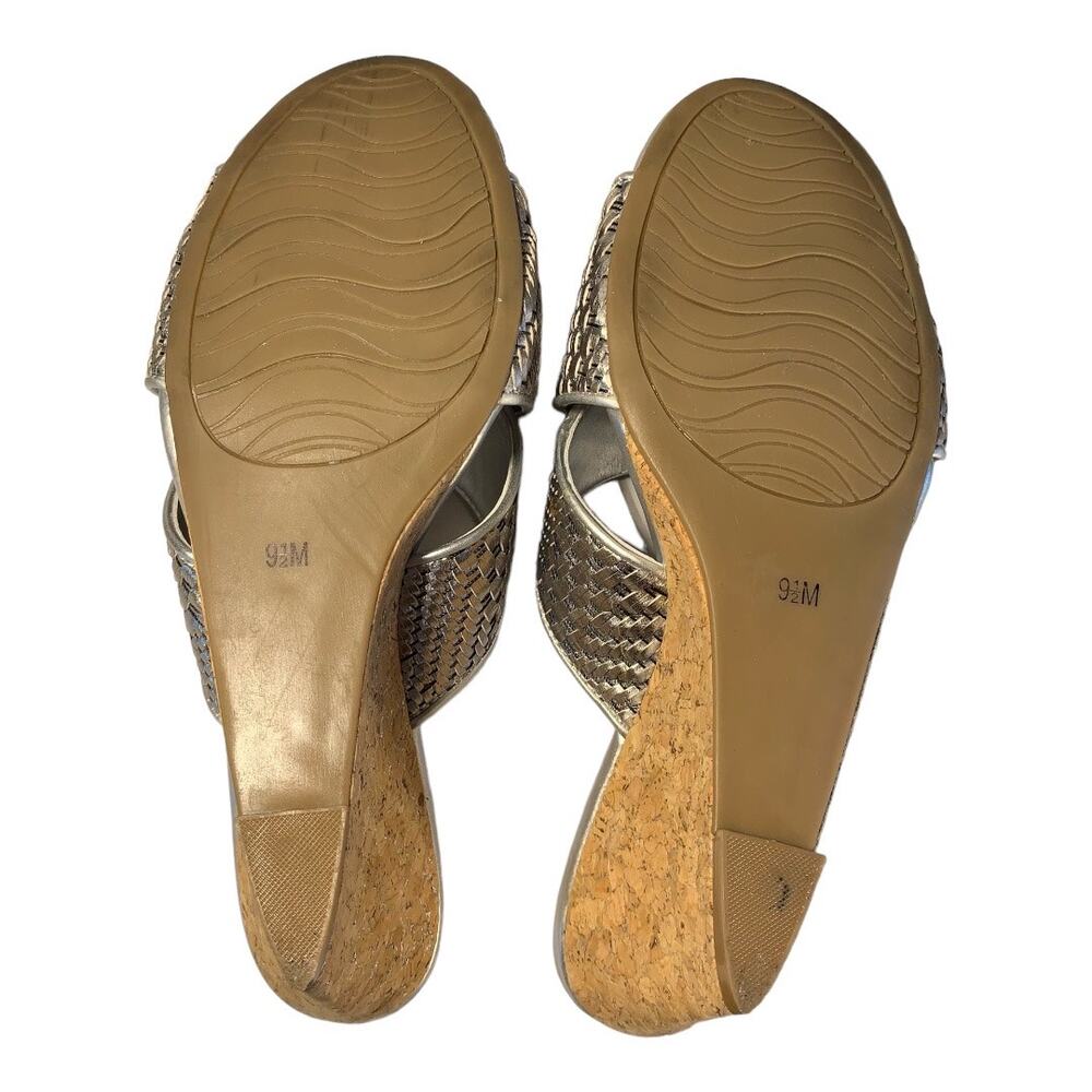 Impo Women's Silver Criss Cross Slip On Cork Wedge Sandals 9.5 - Picture 6 of 6